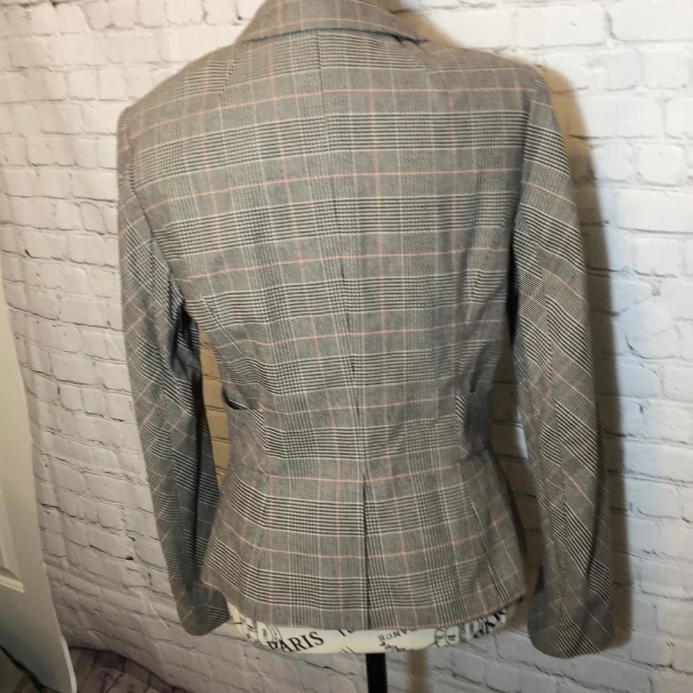 Phoebe Couture Blazer Buttons Plaid Peplum Feminine Size 8